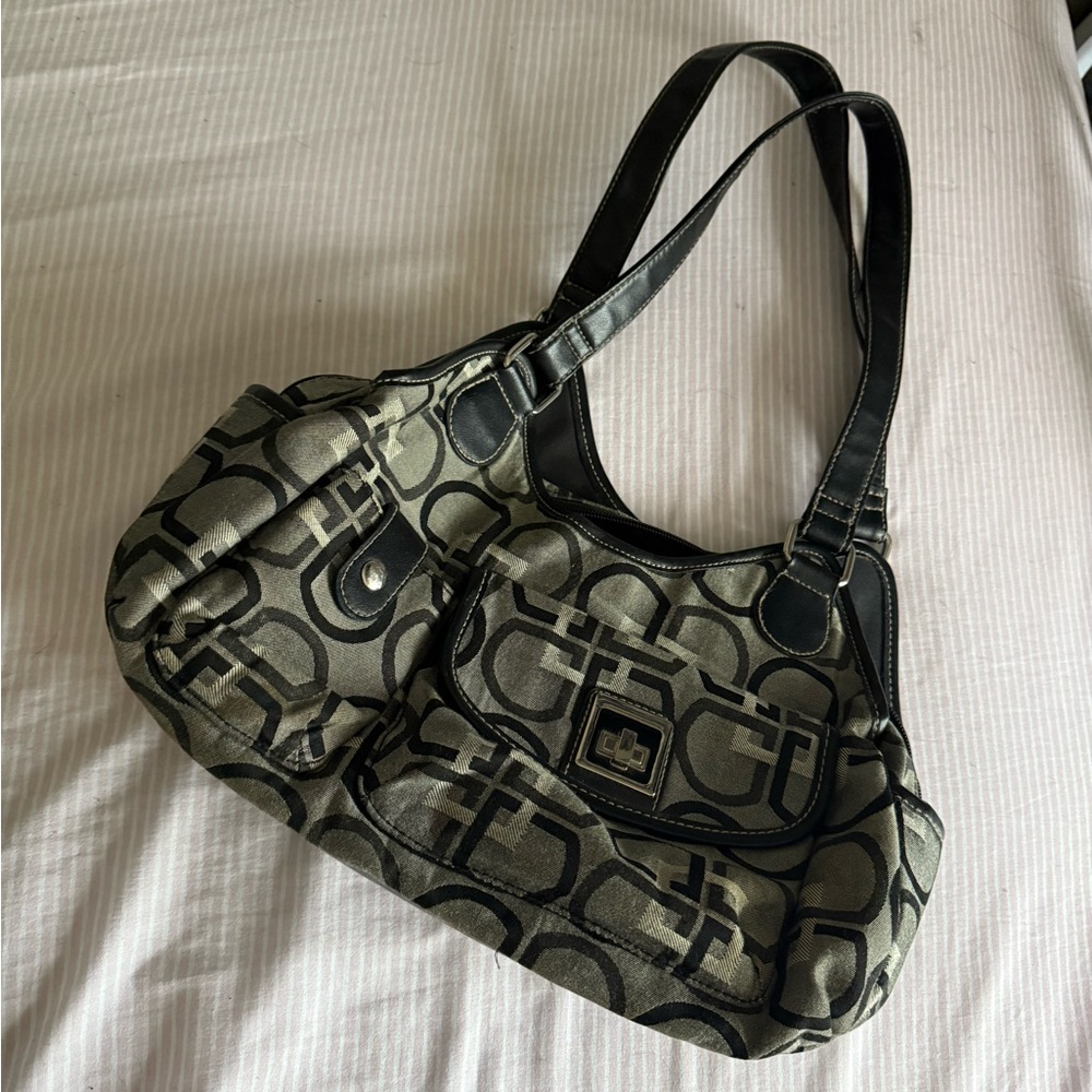 Black and Gray Geometric Shoulder Bag
